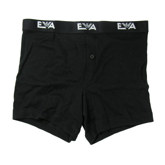 エンポリオ・アルマーニ ：Ribbed Cotton Button Fly Boxer（ブラック）