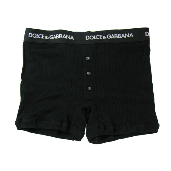ドルチェ&ガッバーナ ：Ribbed Cotton/Button Fly Boxer（ブラック）