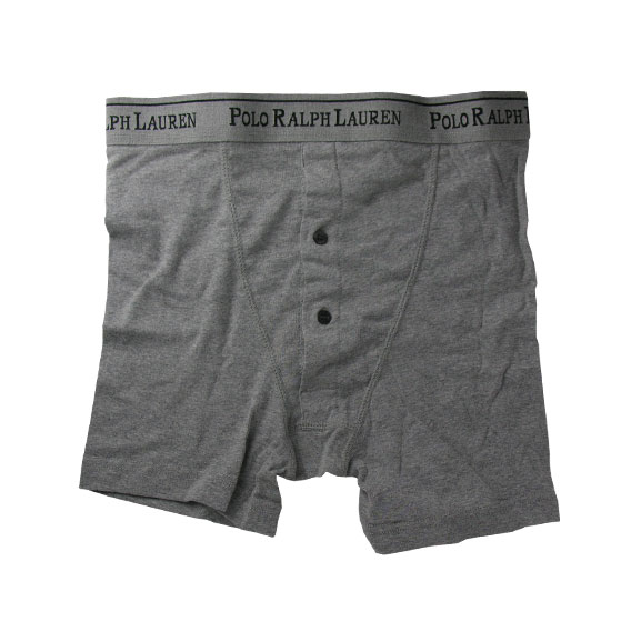 ポロラルフローレン ：Signature Cotton Button-Fly Boxer Brief（グレー）