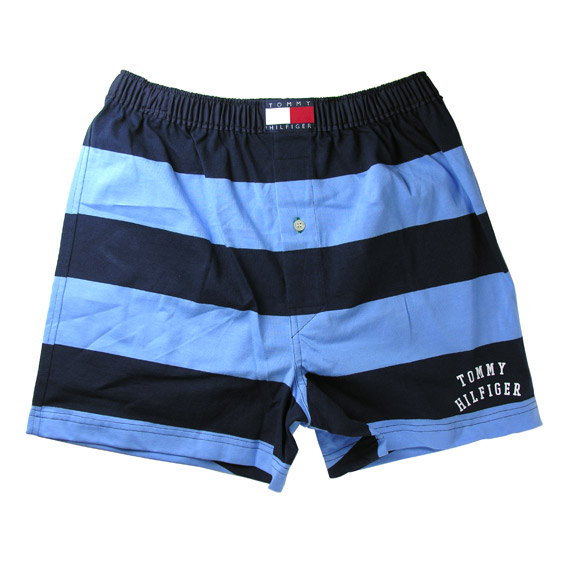 トミーヒルフィガー ：Rugby Stripe Knit Boxer W/ Varsity Flocking-Colors(ブルー＆ネイビー)