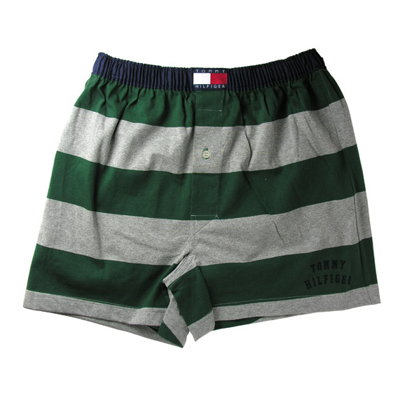 トミーヒルフィガー ：Rugby Stripe Knit Boxer W/ Varsity Flocking-Colors(グリーン＆グレー)